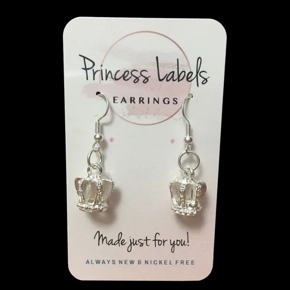 HAND crafted Earrings Majesty Crown Coronet Silver Tone NEW - Picture 3 of 6